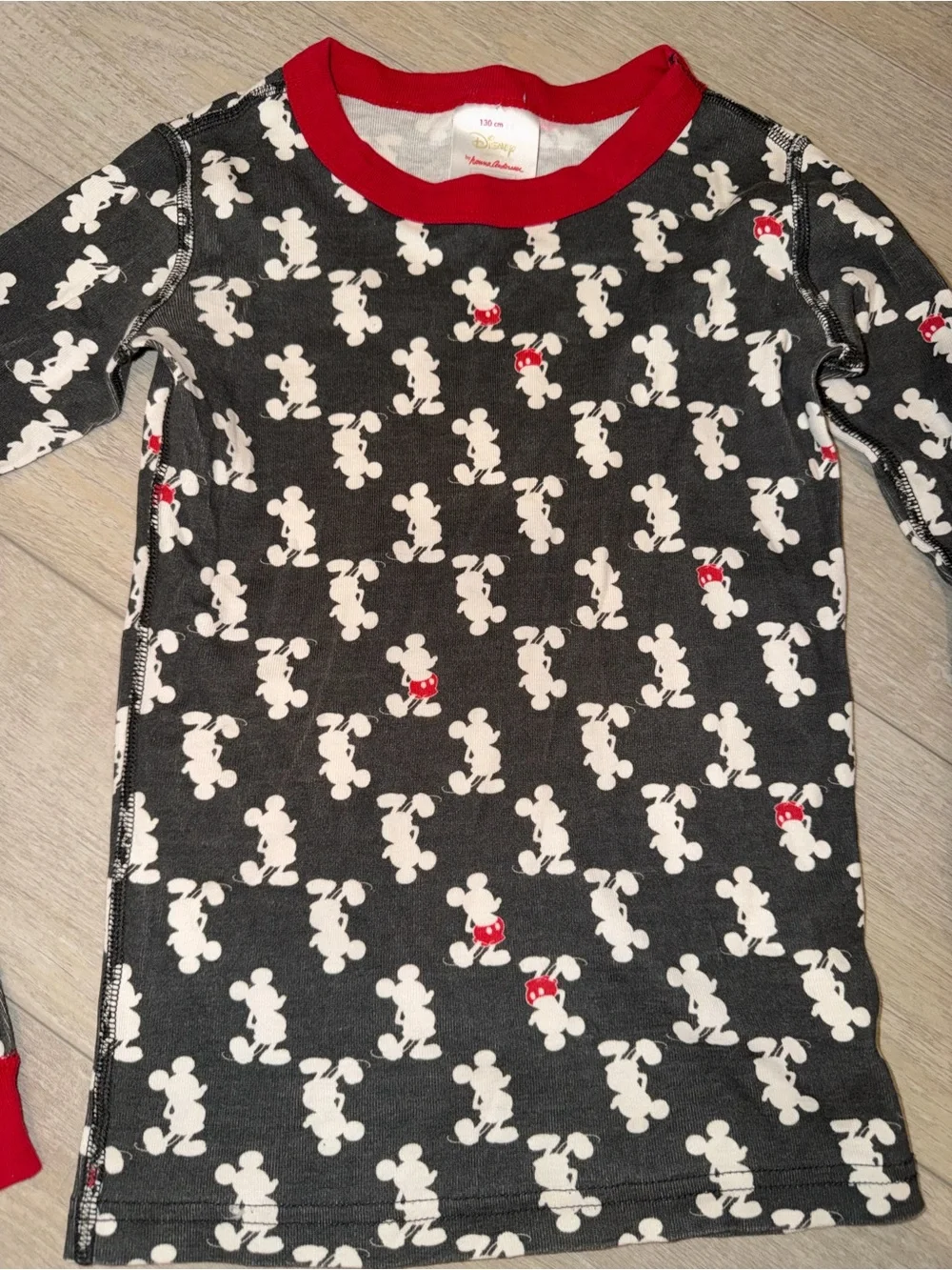 Hanna Andersson Black Mickey Print Long-Sleeve Top with Red Trim
